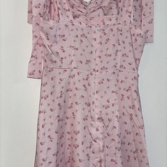Maxi Dress Sz Sm Floral Pink Peasant Boho Festival Beach Y2K Smocked Cottagecore - Picture 10 of 15